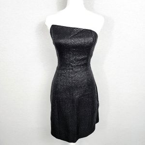 Kimberly Ovitz Black Strapless Asymmetrical Woven Raffia Mini Bodycon Dr…